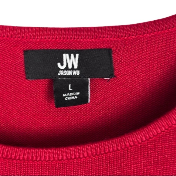 JASON WU 221869 RED SEQUIN CUFF KNIT FIT & FLARE LONG SLEEVE HOLIDAY DRESS - Picture 11 of 14